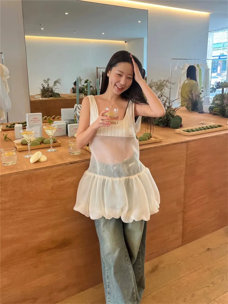 เซ็กซี่ฤดูร้อนใหม่โปร่งใส SHEER ตาข่าย Suspender ชุดมินิเก๋โบว์ Backless สีดํา Beige สายรัดแขนกุด SLIP Bud ชุด
