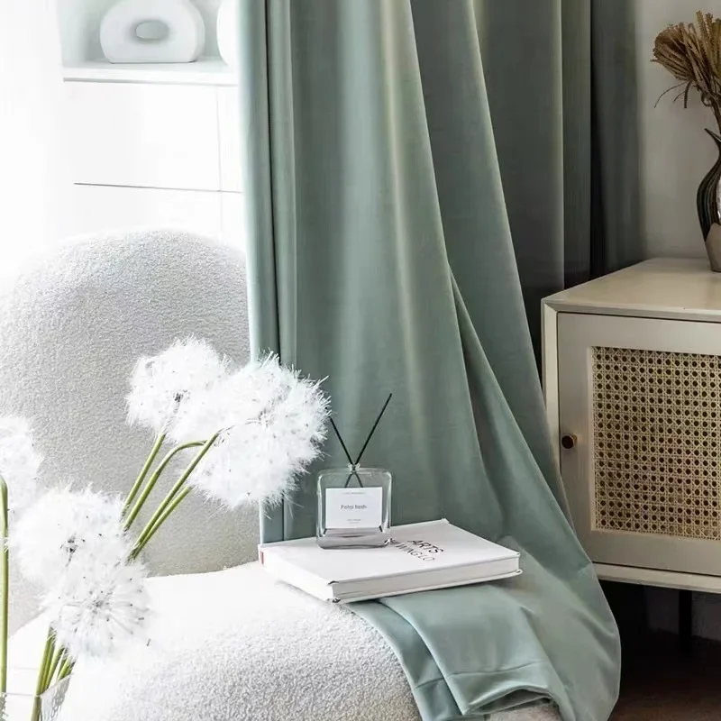 Curtains, Window Screens Living Room Bedroom Nordic Style Australian Fleece Light Luxury Float Windows Simple Velvet High Grade