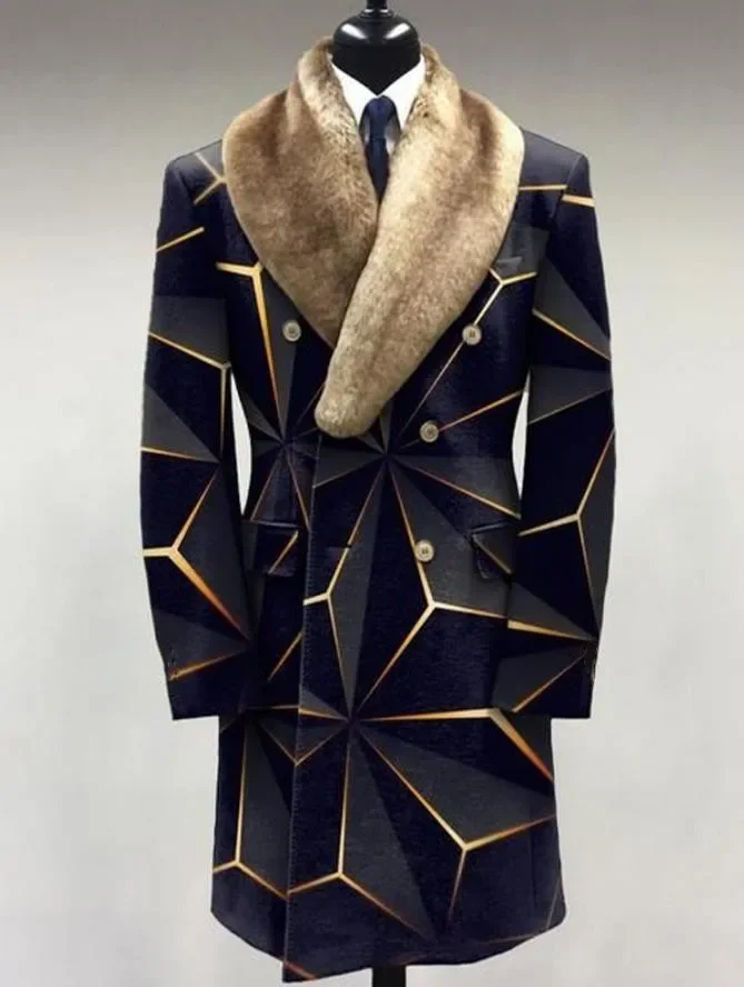 Cappotto doppiopetto medio lungo con risvolto in lana da uomo europeo e americano, nuovo cappotto casual in lana tinta unita autunno e inverno