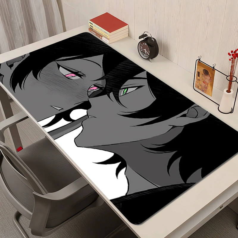 แผ่นรองเมาส์ PC สีดําและสีขาว Manga Mousepad แล็ปท็อปโลงศพของ Andy และ Leyley อะนิเมะคีย์บอร์ด Pad Love Heart เดสก์ท็อปแผ่นรองเม้าส์