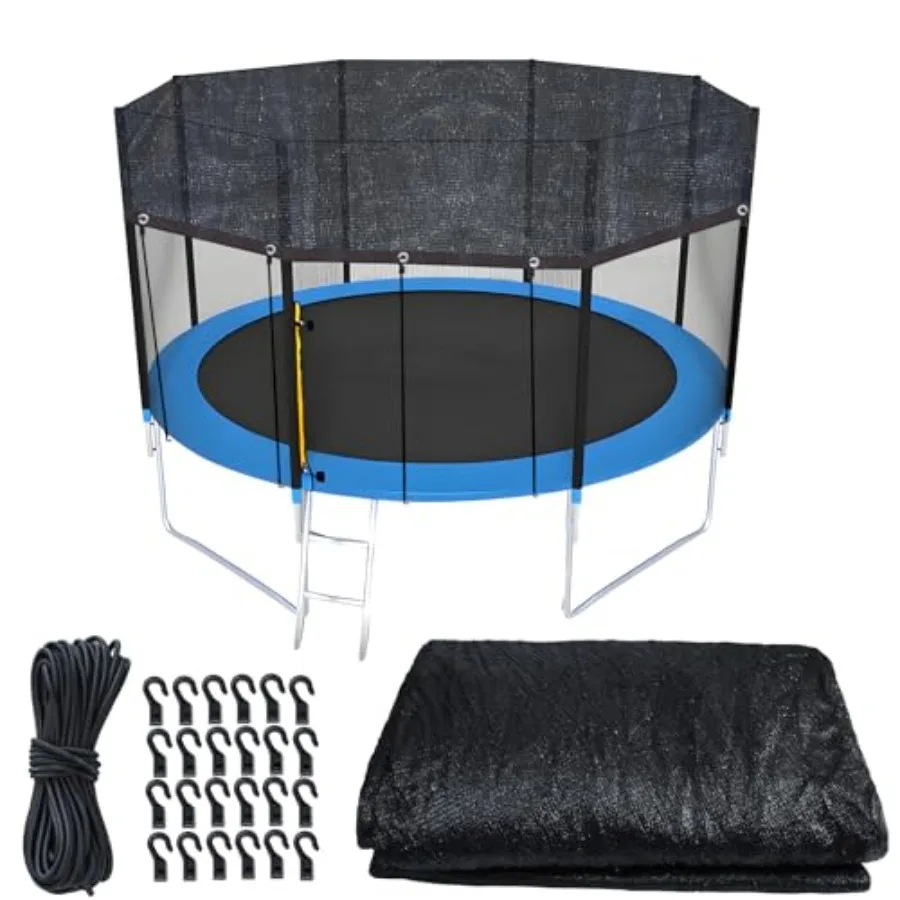 

Круглое защитное покрытие для батута 14 футов (4,2 м) из прочной ткани солнцезащитного цвета, черное, с эластичным шнуром 49 футов (14,9 м) и пластиковыми крючками для уличных игровых площадок на заднем дворе