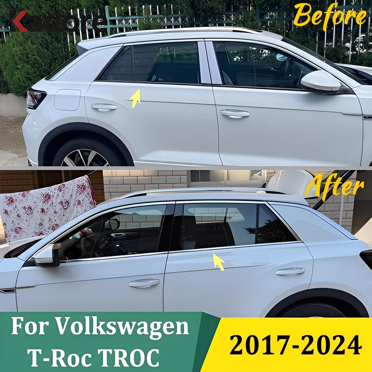 For Volkswagen VW T-ROC TROC 2017 2018 2019-2024 Stainless Steel Side Door Window Cover Sill Trim Molding Exterior Accessories