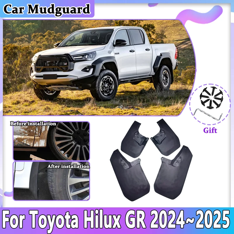 

Автомобильное брызговик для Toyota Hilux GR Sport 2024 2025, защита от царапин, брызговики, брызговики, аксессуары для переднего крыла