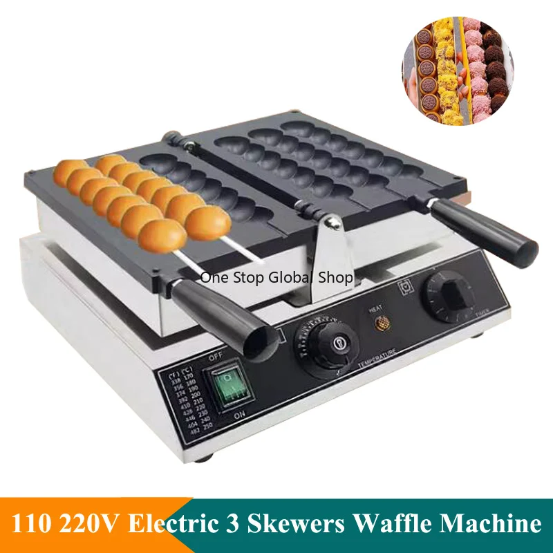 7 Holes Takoyaki Waffle Maker 3 Sticks Cheese Waffle Machine Snack Waffle Machine Candied Haws Cake Baking Quail