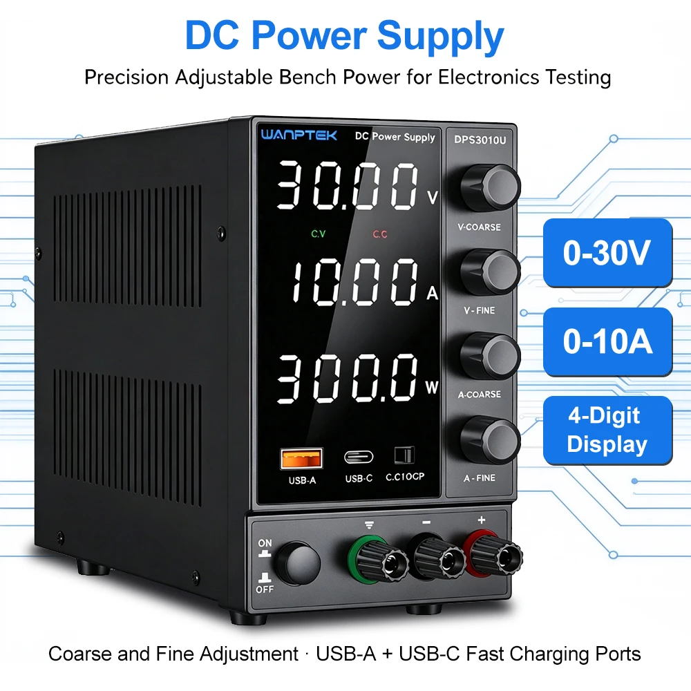 DC Laboratory Power Supply: 30V, 60V, 120V Adjustable Switching Power Supply with 220V and 110V Dual Input Voltage Support