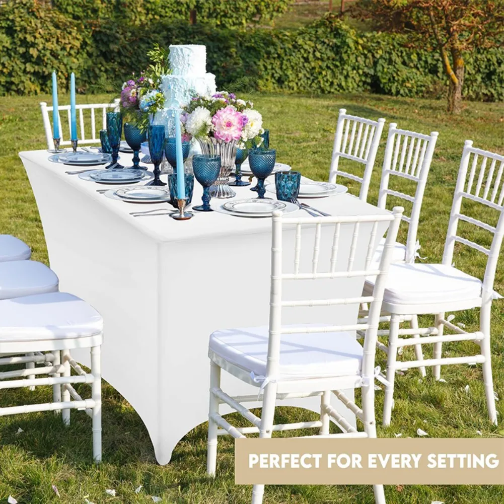 Stretch Black Spandex Table Cloth for Standard Folding Tables 1PCS Universal Rectangular Fitted Tablecloth Protector for Wedding