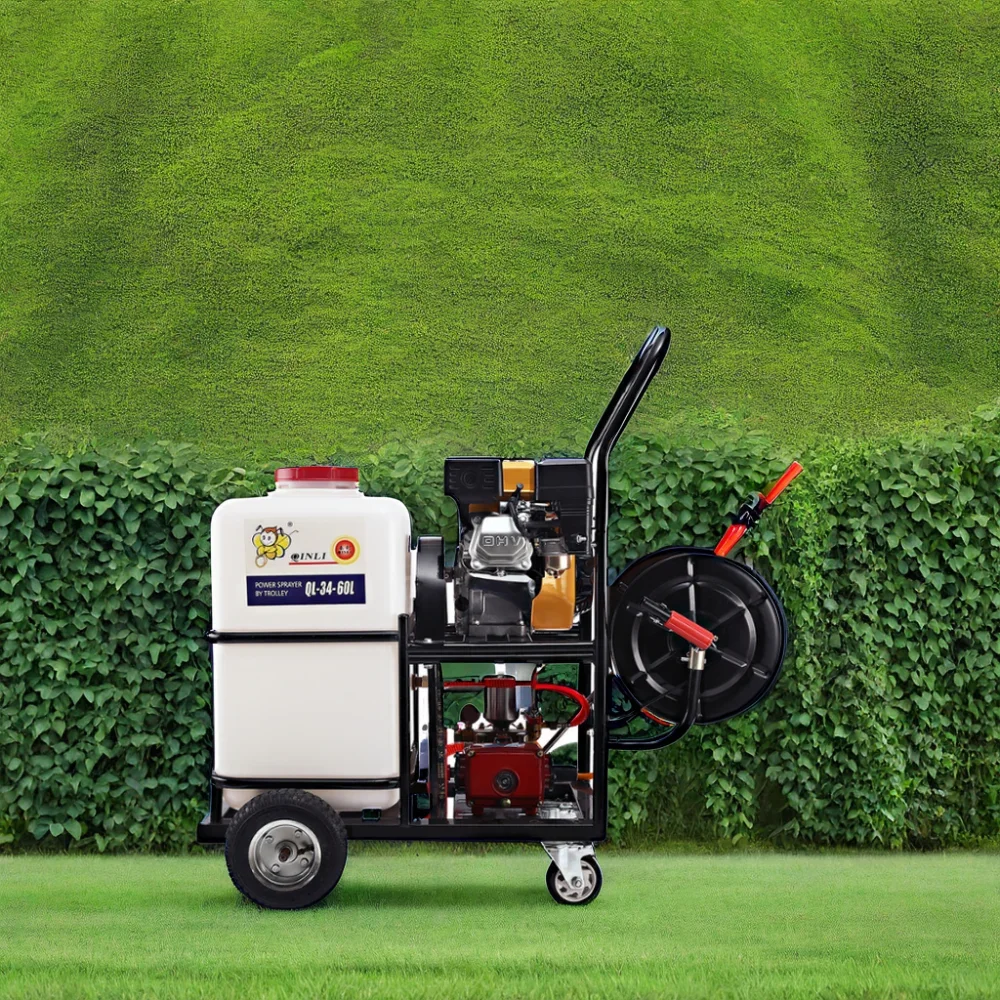 QL-11-50L 60L Trolley Garden Machinery Equipment 2-Stroke Engine Water Spraying Irrigation with Hose Winder Sprayer Agriculture