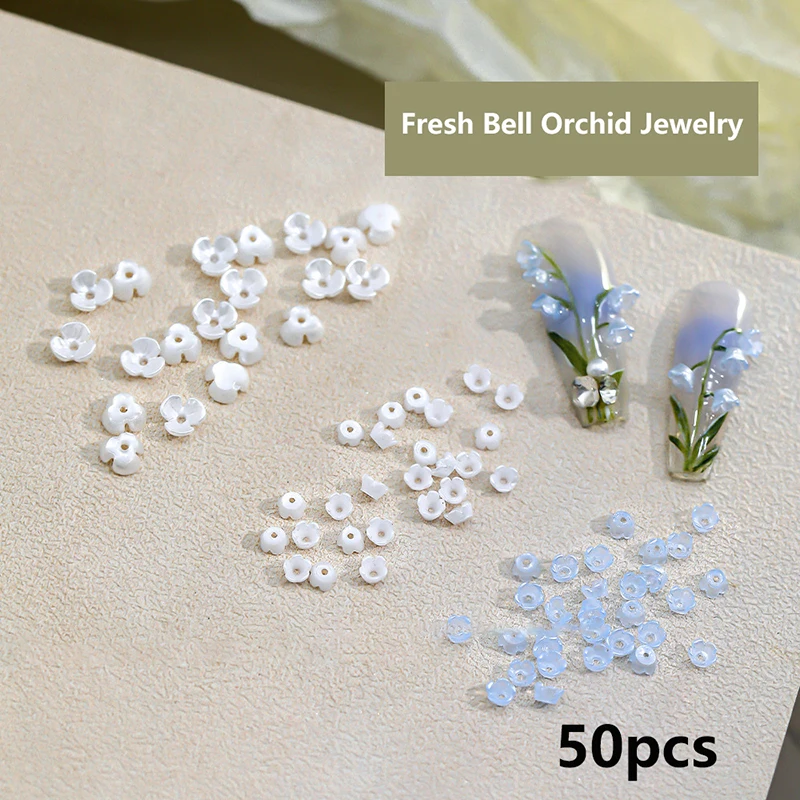 50pcs เรซิ่นดอกไม้เล็บ Charms Flatback ดอกไม้ตกแต่งเล็บเล็บอุปกรณ์เสริมเล็บ DIY หัตถกรรม