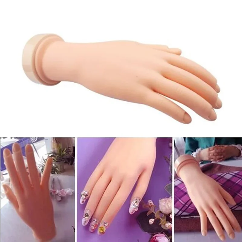 Pro Practice Nail Art Hand Soft Training Display Model Hands Flexible Silicone Prosthetic Personal Salon Manicure Tools  #84882