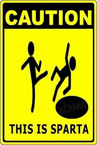 Caution This Is Sparta Funny Sign 8X12 Inch Wall Pub Home Decor Metal Sign