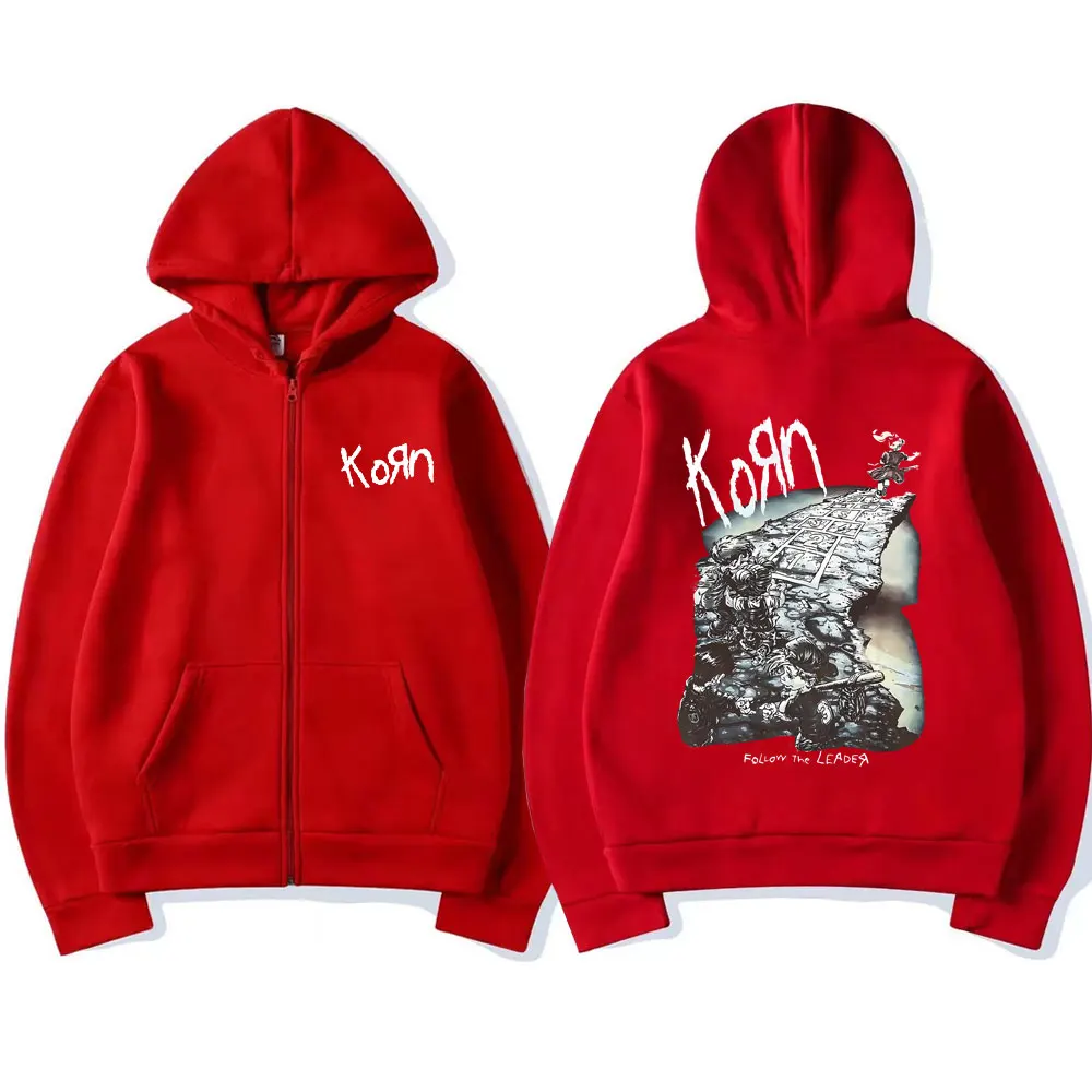 Rock Band Korn Ftl 25 Follow The Leader Graphic Zipper Hoodie Male Rock Band Korn Ftl 25 Follow The Leader Graphic Zipper Hoodie Male