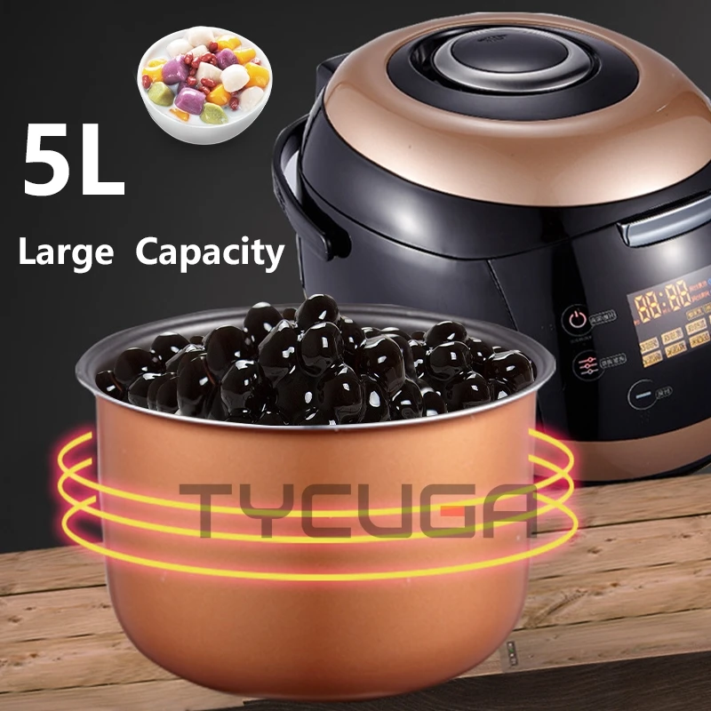 التجارية التلقائي براون السكر بوبا طباخ 5L التابيوكا طباخ الحليب الشاي متجر اللؤلؤ طباخ شاي فقاعات اللؤلؤ دفئا وعاء 900 واط 110 فولت