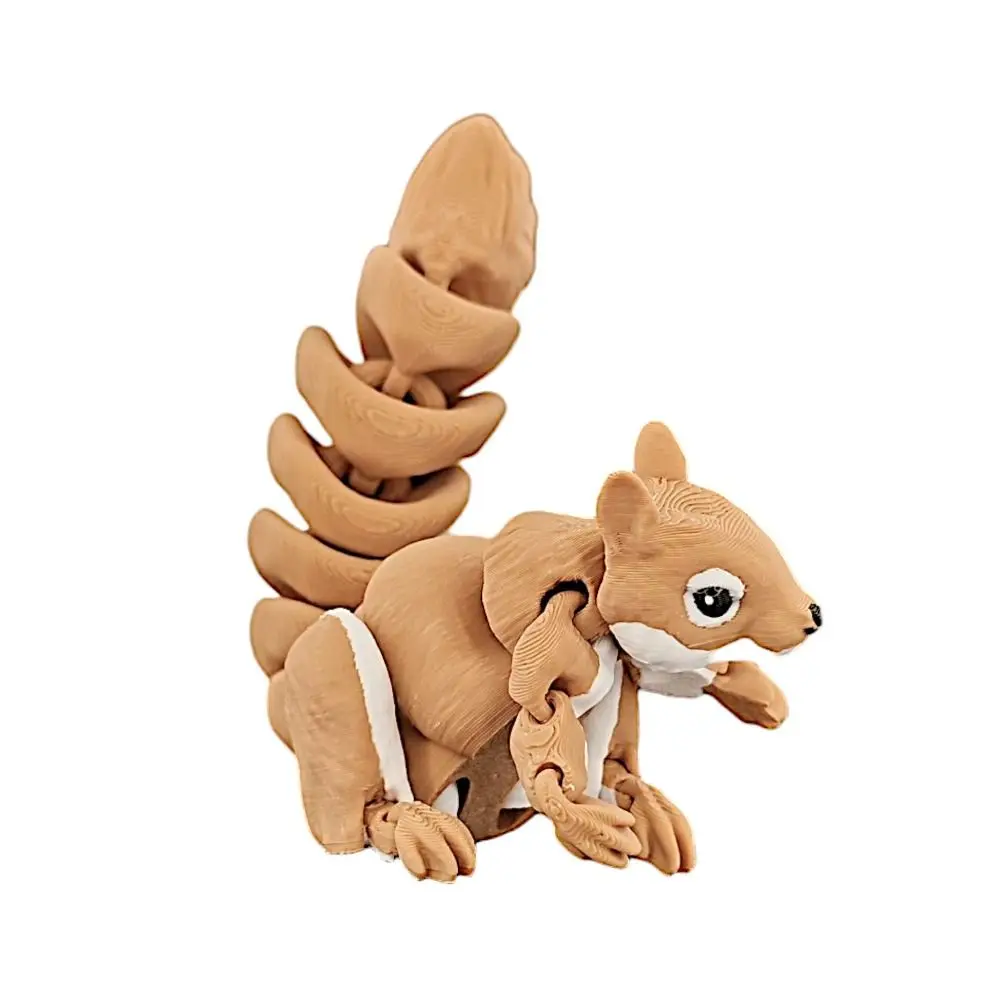 Giunti mobili Scoiattolo Modello Giocattoli Artigianato realistico Stampato in 3D Scoiattolo Cartoon Figurine 3D Scoiattolo articolato Giocattoli