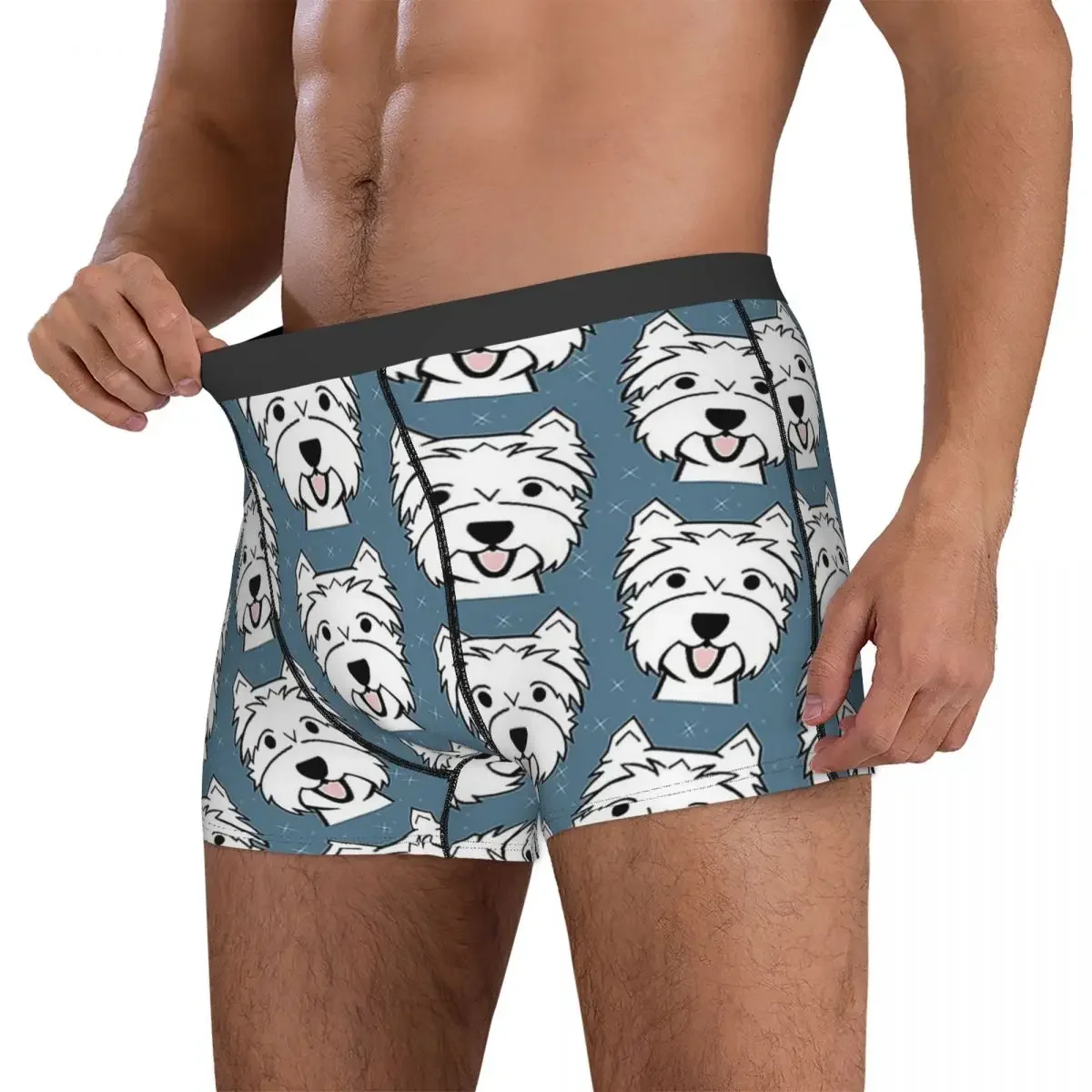 Boxer Underpants Shorts West Highland Terrier Westies Westie Dogs Blue Panties Male Soft Underwear for Homme Man Boyfriend Gift