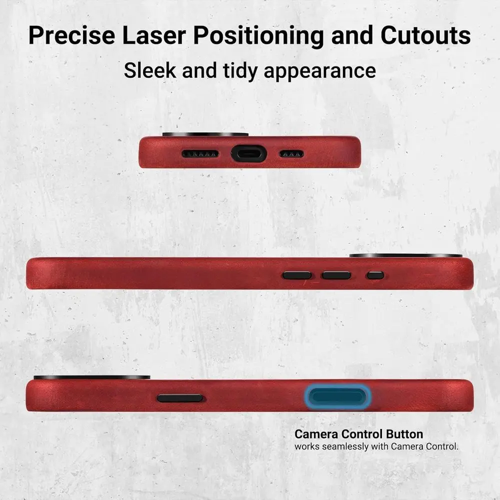 حافظة جلدية لهاتف آيفون 16 برو على الطراز العتيق مع MagSafe وزر كاميرا، جلد كريزي هورس الفاخر، باتينا فريدة من نوعها، مريحة #5