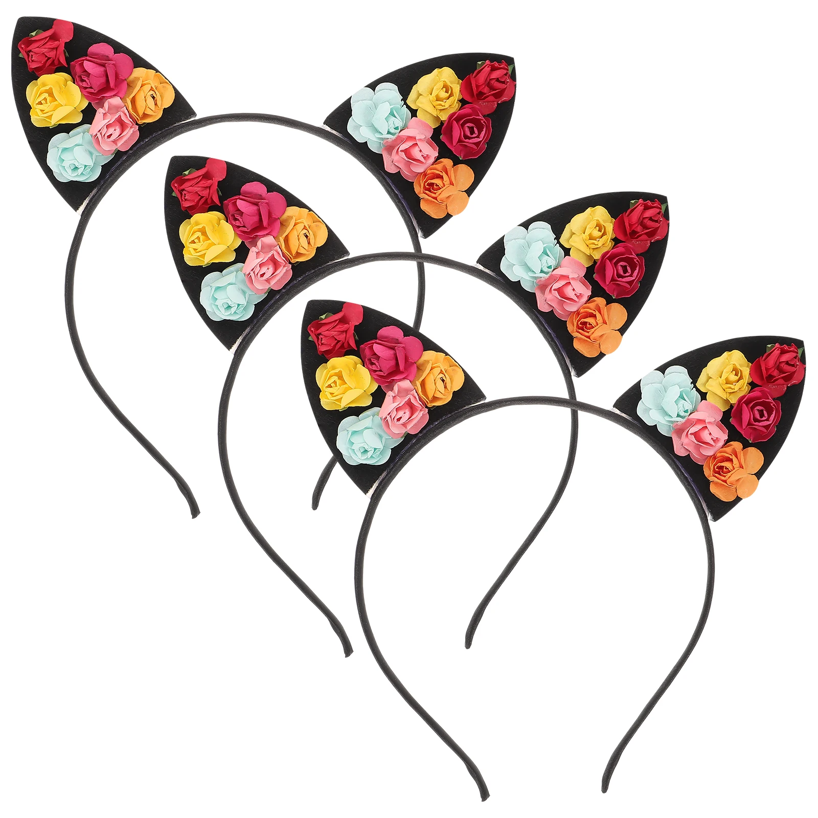 

3pcs Ears Headb Women Headwear s Women Girls Hair Hoop Elastic Flower Hairstyle Accessory for Party Wedding Photoshoot
