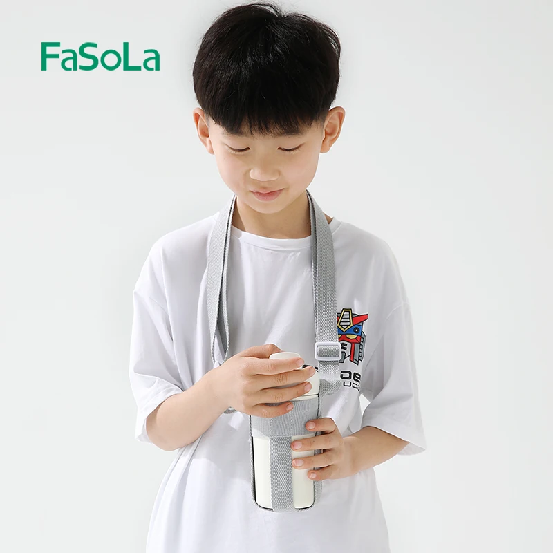 FaSoLa Outdoor Portable Beverage Bottle Strap Insulation Cup Cover Crossbody Portable Water Bottle Bag Canning Cup Protector