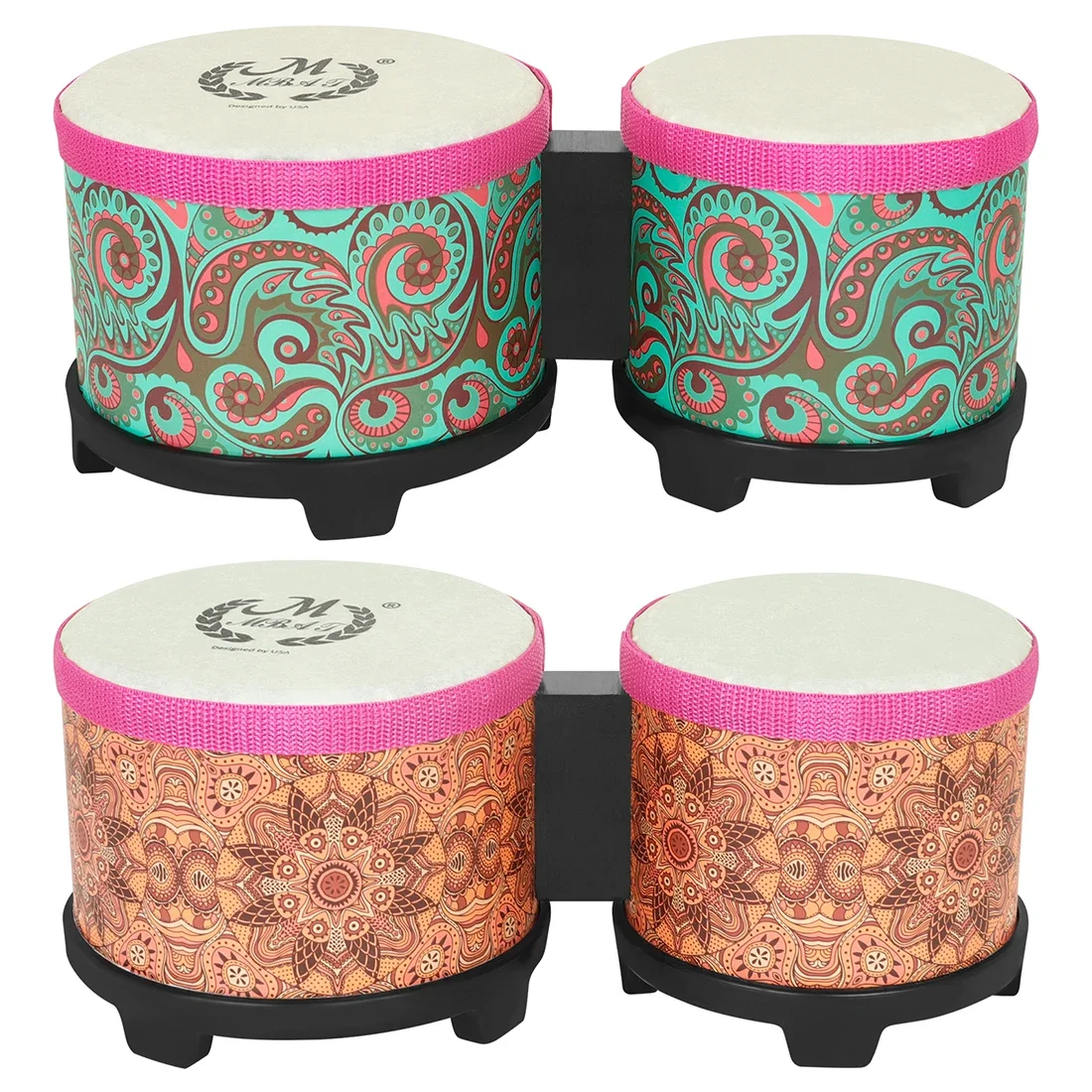 Bongo Drum Set 5-inch and 6-inch Siamese Drum Set Children's Drumming Instruments African Traditional Percussion Instruments