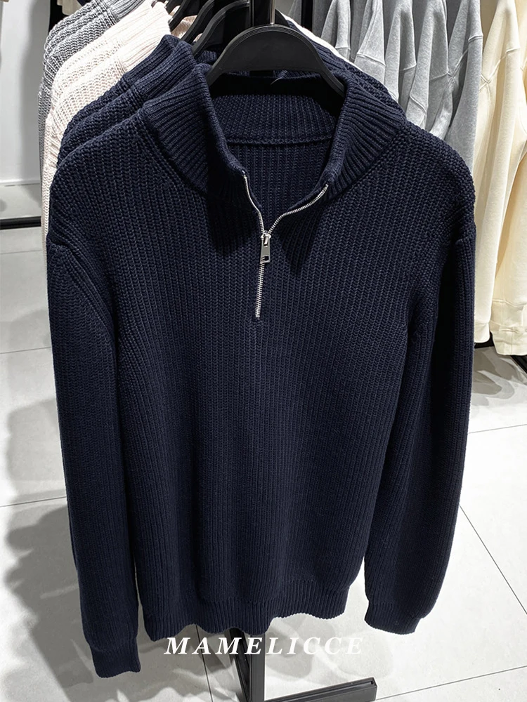 

MAMELICCE Original design Half-high collar Sweater man Zipper pullover Autumn Winter Luxury brand clothes copy men's clothing