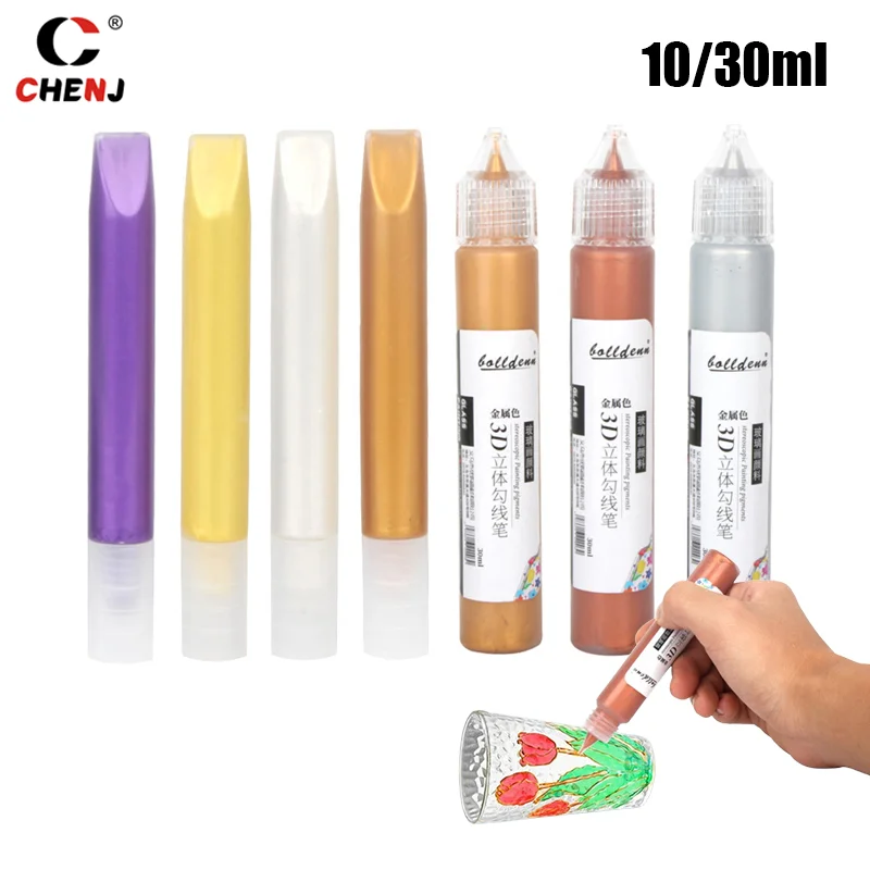 Cat kaca noda, 10/30ml tahan matahari kaca cat akrilik 3D kait pena tahan air cat kaca perlengkapan seni Aquarela