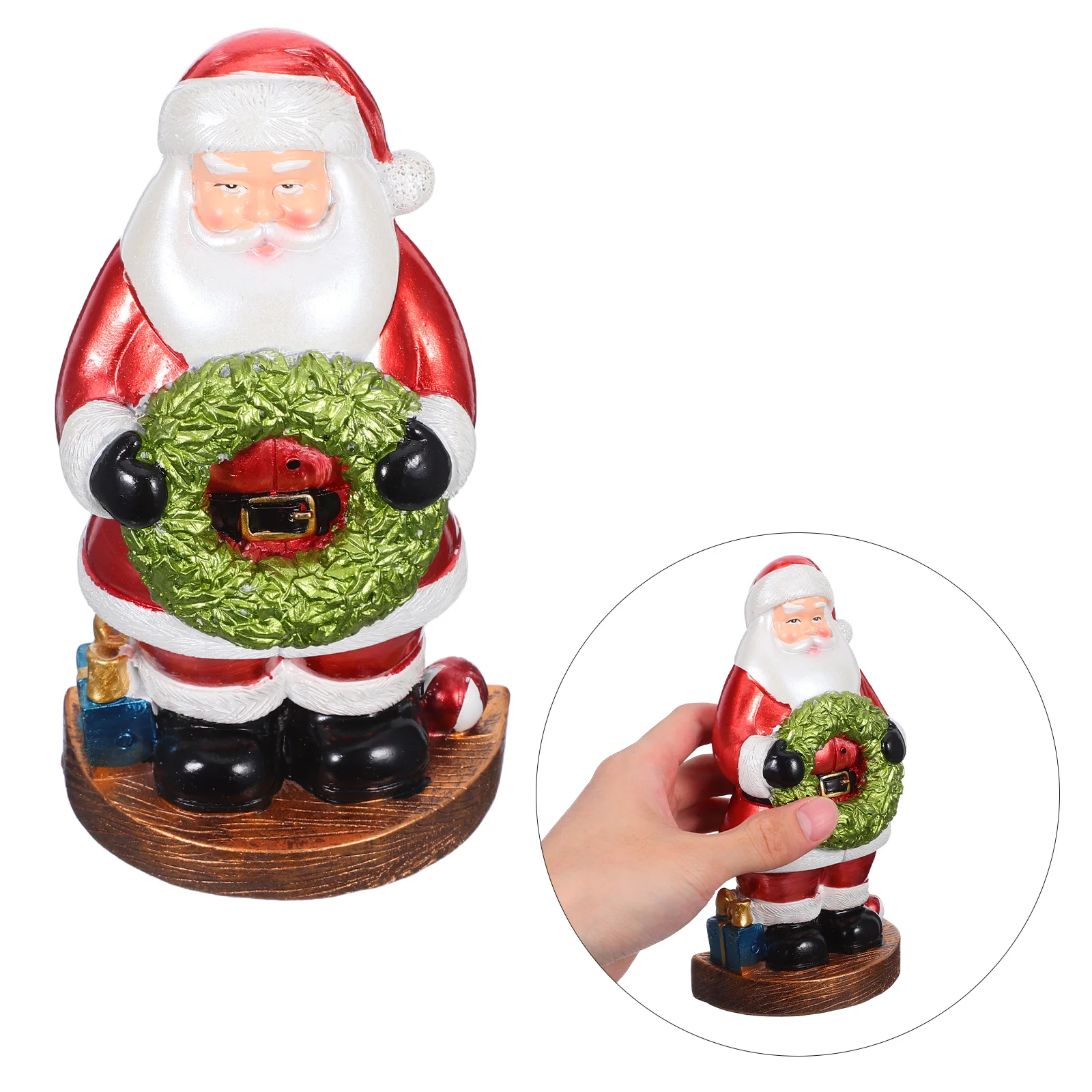 

Resin Santa Claus Figurine Standing Christmas Decoration Miniature Tabletop Ornament Lightweight Holiday Party DIY