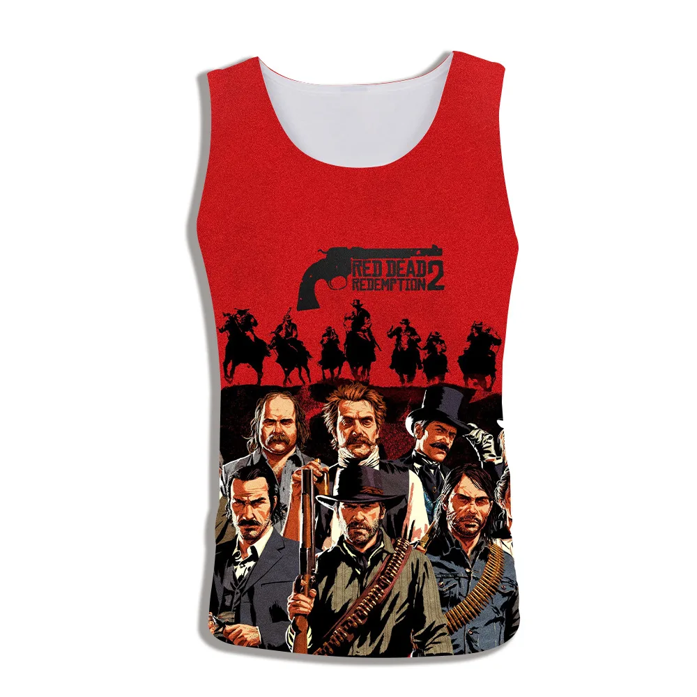 2024 New Game Red Dead Redemption 2 Printed Men's Tank Tops 3D Fashion Man Vest Popular Fitness Workout Sport Sleeveless Shirt