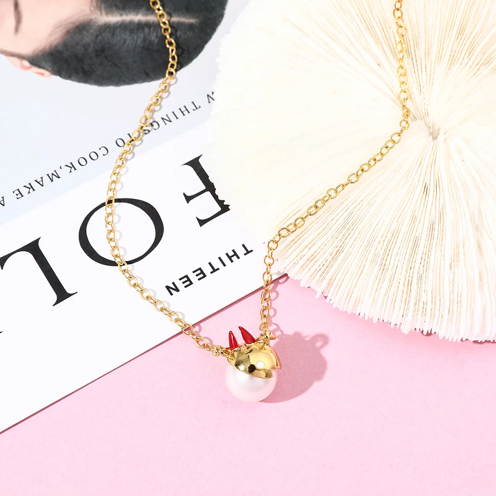 Chainsaw Man Anime Necklace Cartoon Power Pearl Clavicle Chain Pendant Fashion Cosplay Jewelry Accessory for Women ﻿