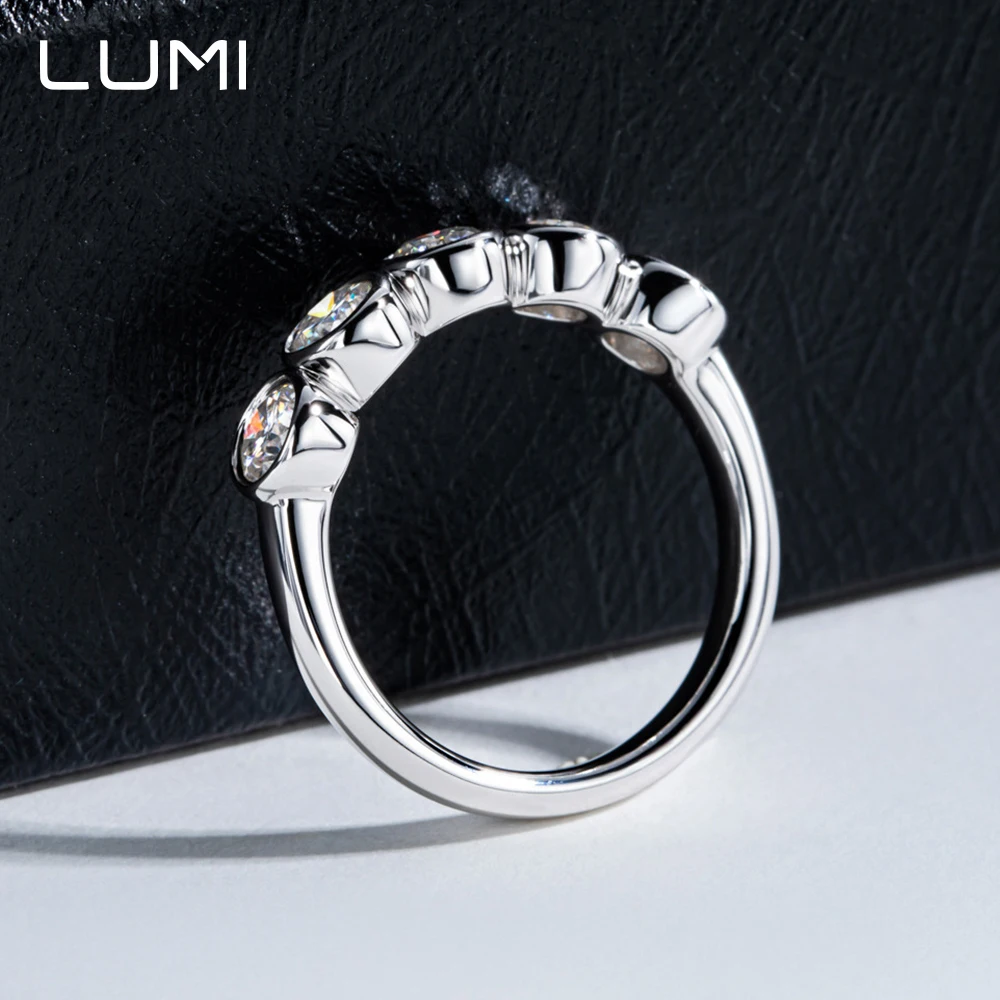 

LUMI 5 шт. 0,2 карата муассанит индивидуальное кольцо Eternity Band S925 серебро для вечеринки, юбилея, подарка на день рождения, обручальные украшения