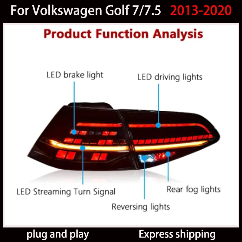 For Volkswagen Golf 7/7.5 taillight assembly 2013-2020 LED streamer steering rear light taillight modification car accessories