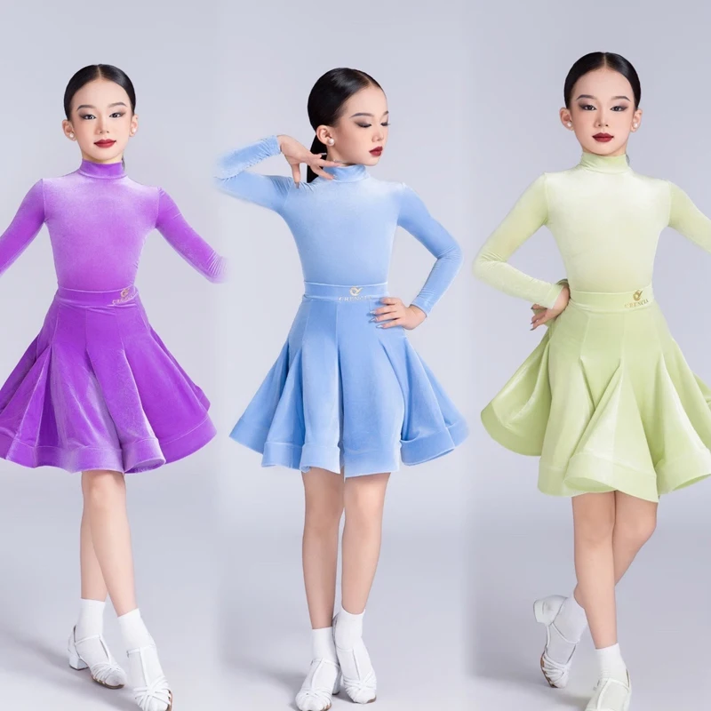 Children\'S National Standard Ballroom Dance Dresses Girls Latin Dance Performance Dress Kids Samba Rumba Dance Costume DWY10064