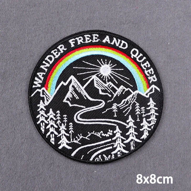 Camping Mountain Iron On Patches DIY Embroidery Patches For Clothes Jeans, Jacket And Backpack Adventure Fusible Patch