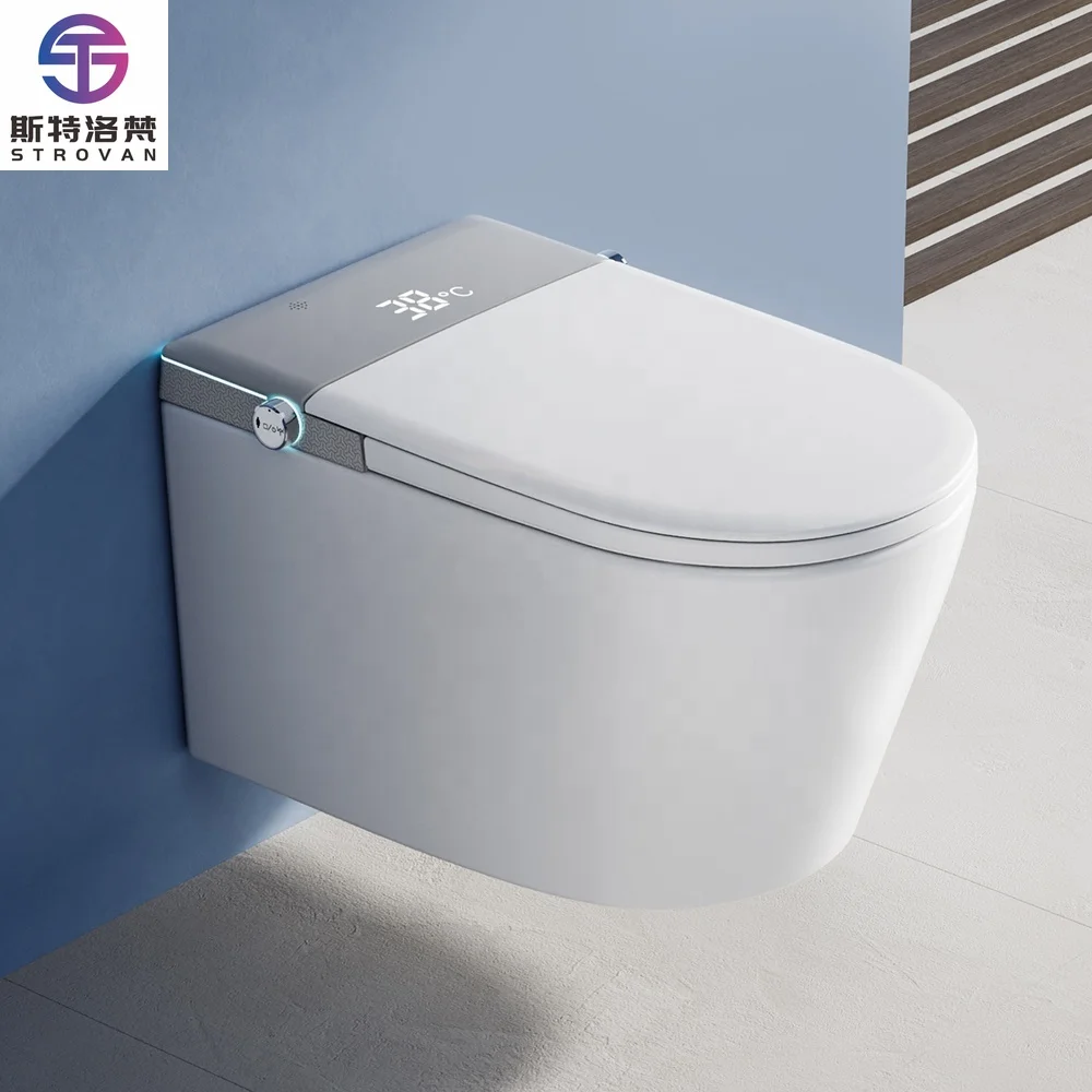 

HKZX Rimless Smart Hanging Toilet P Trap Self Cleaning Wall Mounted WC Bidet Automatic Toilette Intelligent Suspended Toilet