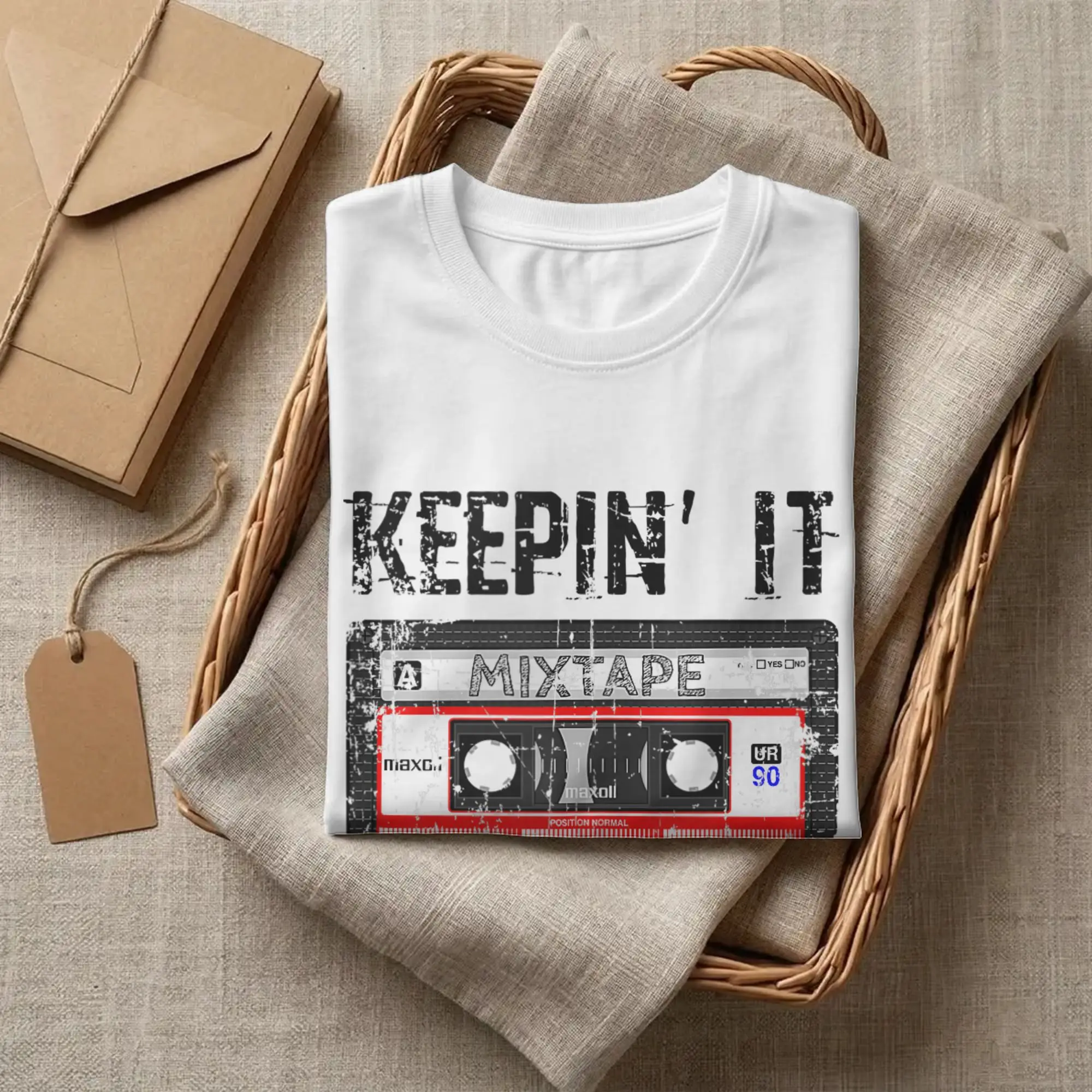Herren-T-Shirts „Keepin' It Old School“ aus den 80er und 90er Jahren, Kassetten-T-Shirts, Baumwollkleidung, Vintage-Kurzarm-T-Shirts mit Rundhalsausschnitt, T-Shirt in Übergröße