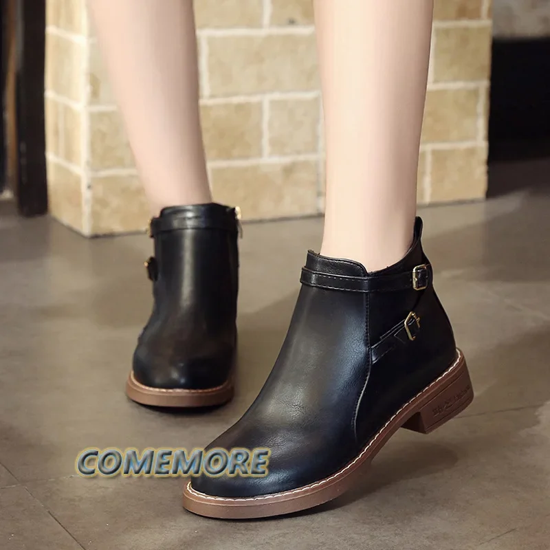 New 2024 Elegant Boots and Ankle Boots for Women Fashion Retro Platform Shoes Woman Autumn Round Toe Luxury Ladies Shoes Casual