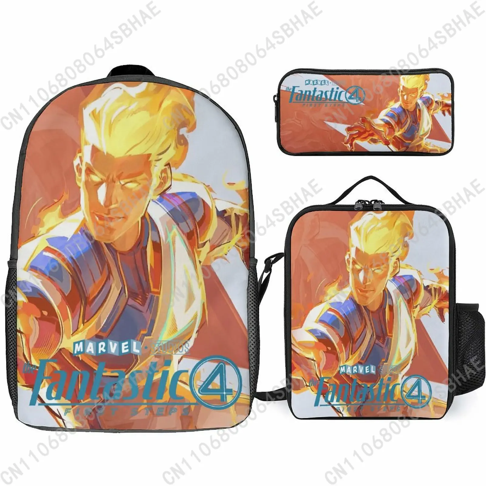 

Marvel Human Torch School Backpack For Teen Middle High School Students 3Pcs Bookbag Lunch Tote Bag Pencil Pouch Cosplay