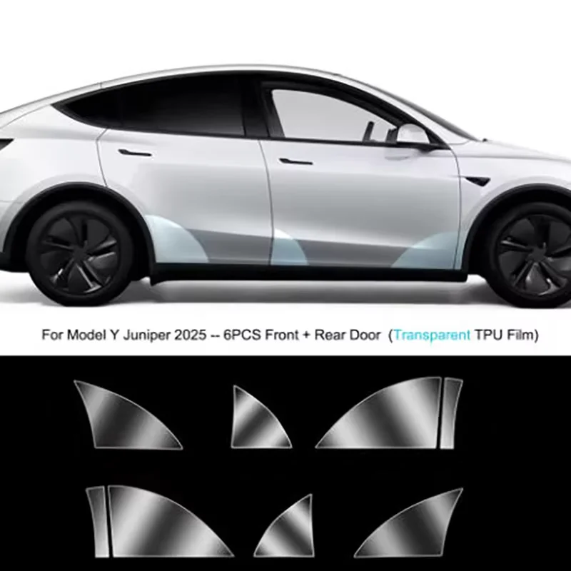 TPU Film For Tesla Model Y 2017-2025 Front Rear Door Corner Scratch-Resistant Film Protective TPU Film Invisible Car Clothing