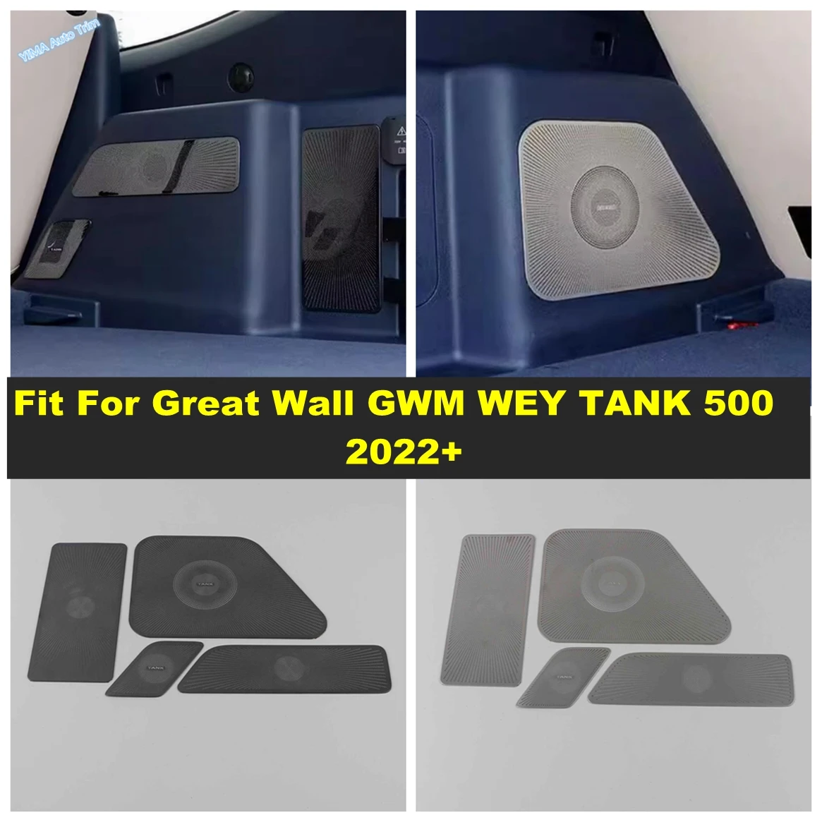 

Stainless Steel Rear Trunk Speaker Audio Horn Frame Sticker Cover Trim Accessories For Great Wall GWM WEY TANK 500 2022 - 2024