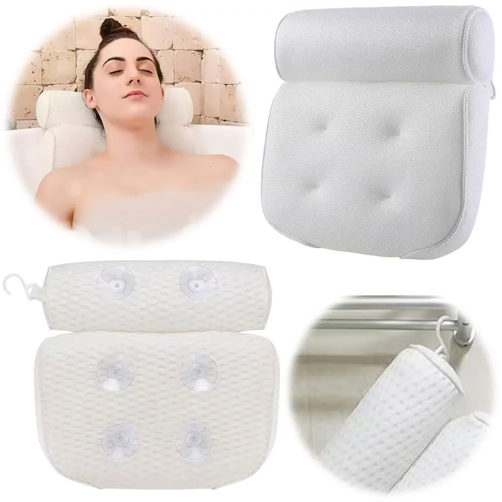 

Bathtub Pillow 3D Mesh Tub Pillow Supports Head Back Neck Bathtub Headrest Ergonomic Spa Pillow for Women Wife Girlfriend
