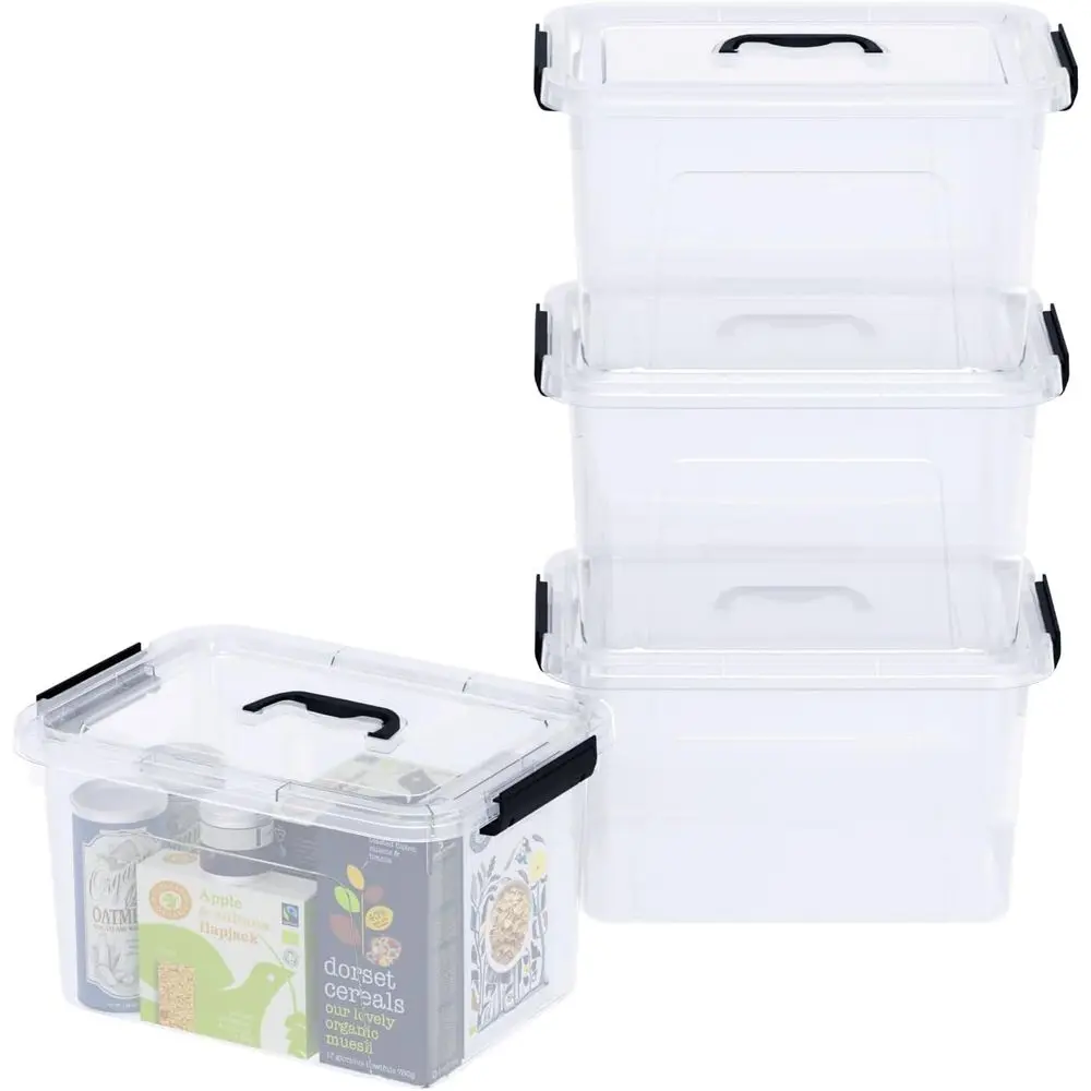 

4-Pack 17.5 Qt Clear Stackable Plastic Storage Bins with Lids and Handles
