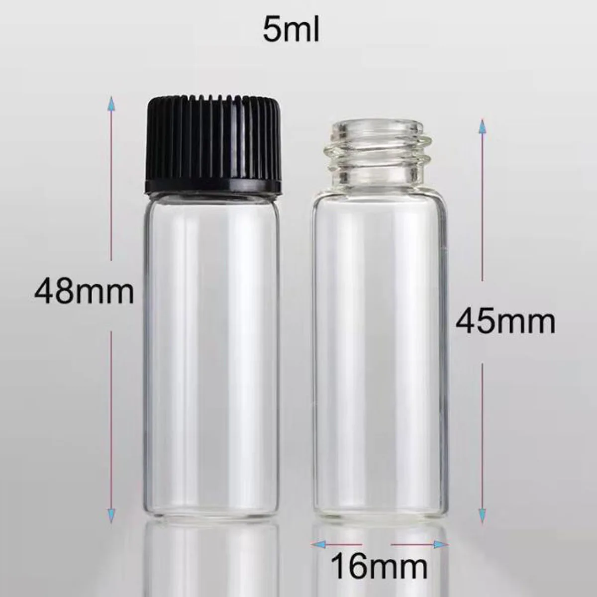 100pcs 1ml - 5ml Drams Transparent Clear Glass Bottle Orifice reducer Insert Essential Oil Glass Vial Perfume Sample Test Bottle