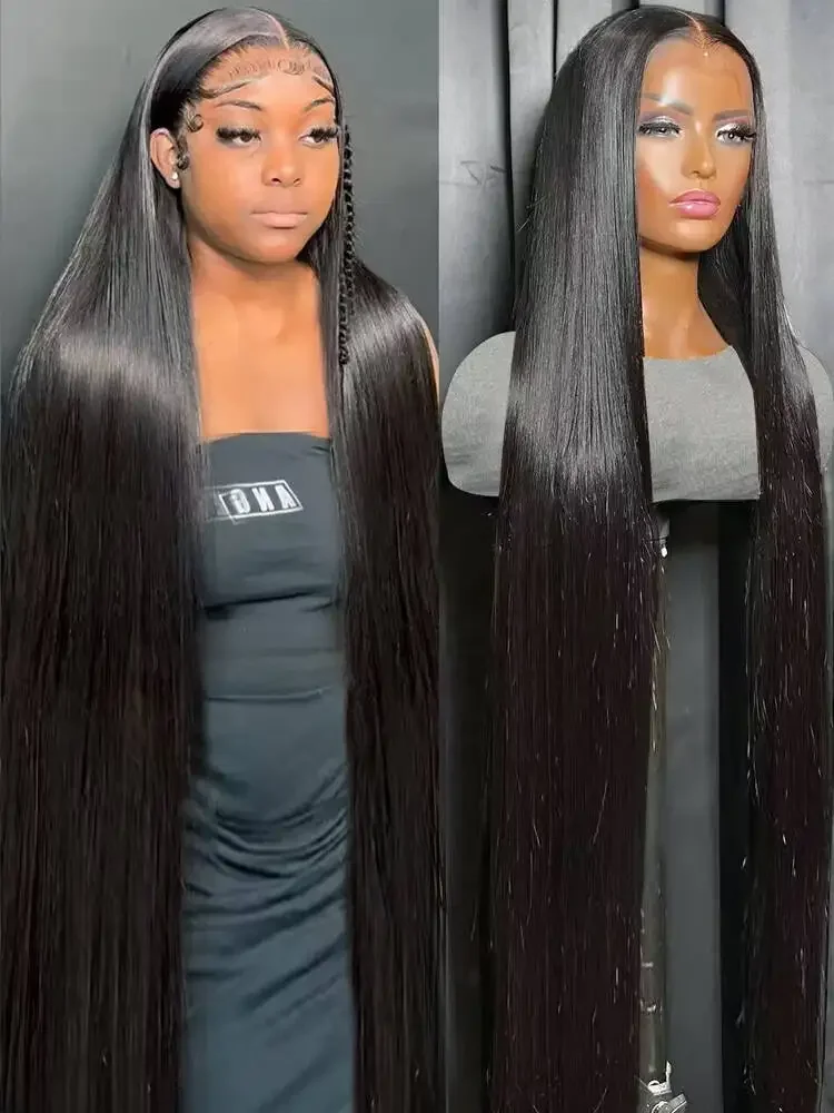 30 32Inch 13x4 13x6 Lace Front Human Hair Wigs Straight Transparent Lace Human Hair Wigs Pre Plucked For Black Women