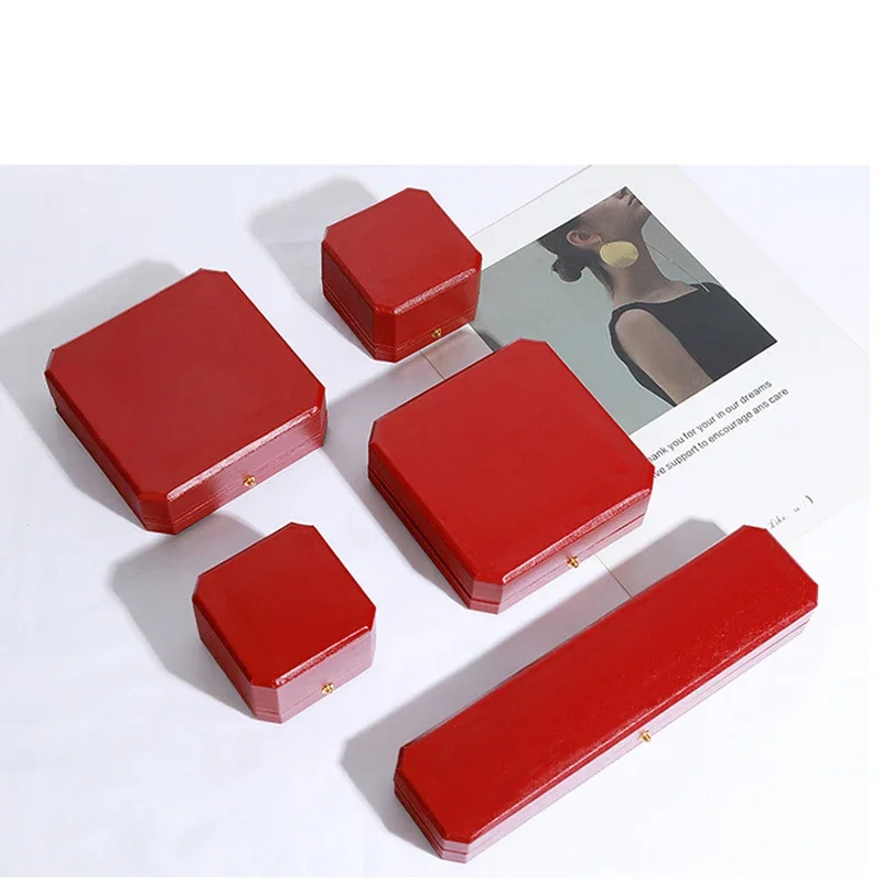 Octagonal Jewelry Box with Pattern Snap Button Jewelry Storage Packaging Gift Box Ring Necklace Bracelet Box