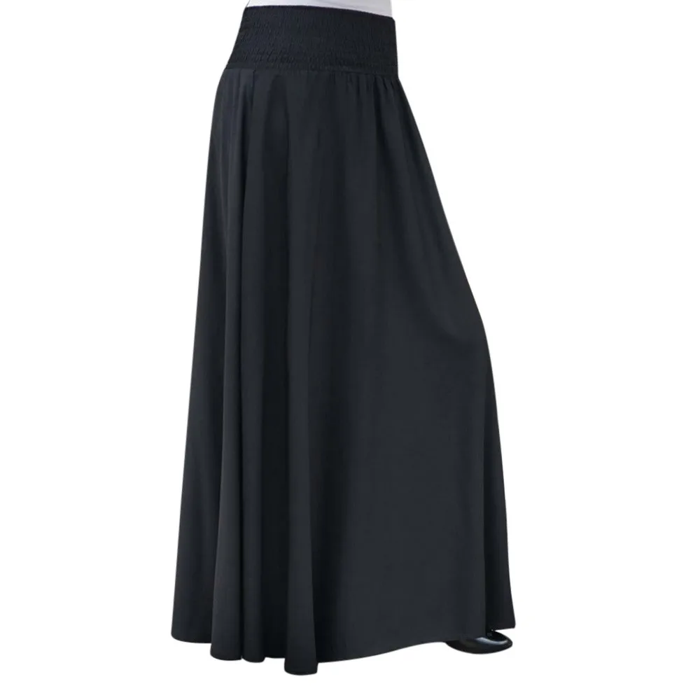 Vintage Women Long Skirts Solid Color New Fashion Elastic Waist Women's Pleated Skirt A-Line Loose Versatile Basic Skirts Dress