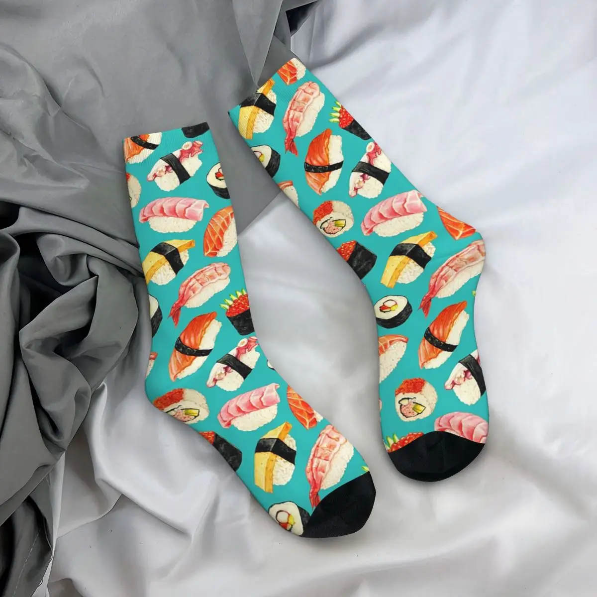 

Всесезонные чулки с рисунком суши - синие носки, повседневные длинные носки, аксессуары для мужчин и женщин, рождественские подарки