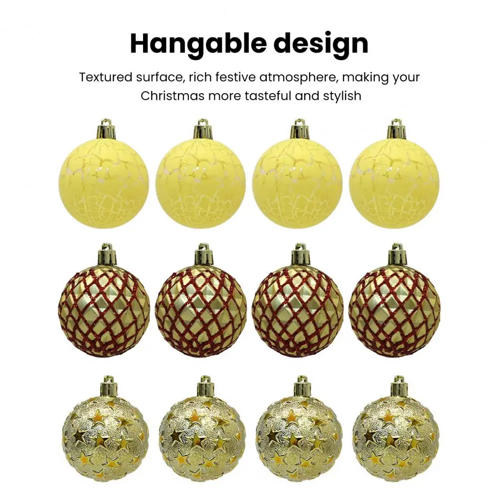 

Christmas Tree Pendant 12Pcs Practical Easy to Hang Plastic Christmas Tree Decorations Hanging Ball Home Supplies