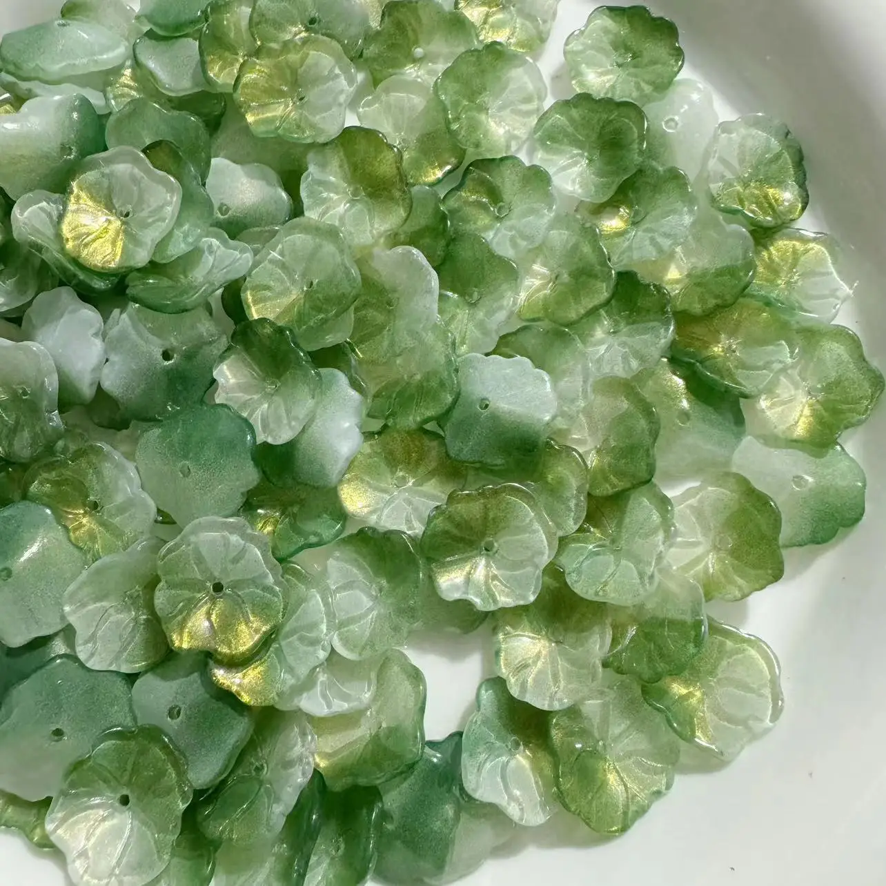 ZW58 Czech Glass 10 × 17mm Fun Lotus Leaf Glass Leaf DIY Ancient Style Handmade Hairpin Headwear Workmanship Trend Accessories
