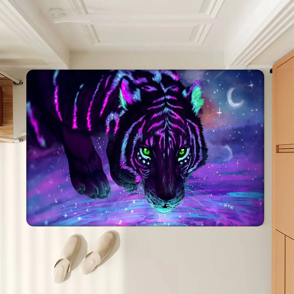 Tiger Art Science Fiction Bathroom Mat Retro Multiple Choice Living Room Kitchen Rug Non-Slip Bedside Mats