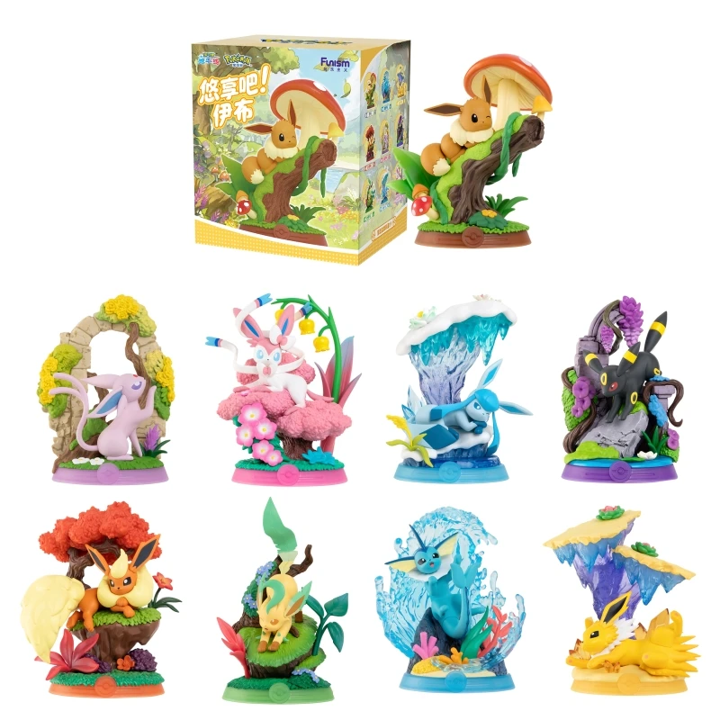Funism Pokemon Eevee Blind Box Sylveon Espeon Umbreon Vaporeon Trendiges Spielzeug Desktop-Figur Halloween Weihnachtsgeschenke