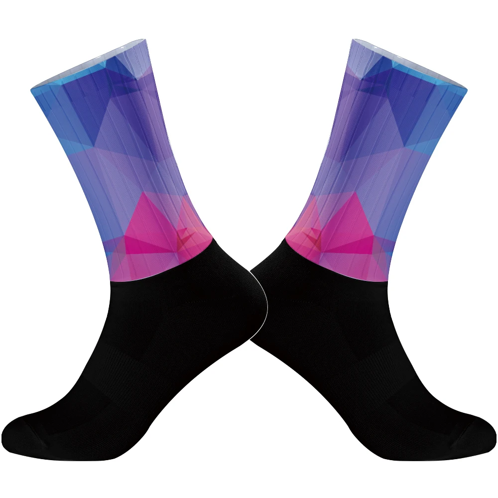 2024 Aero Cycling Anti Slip Silicone Seamless Pro Team Socks Breathable Socks Outdoor Running Sport Champion Rainbow Bike socks