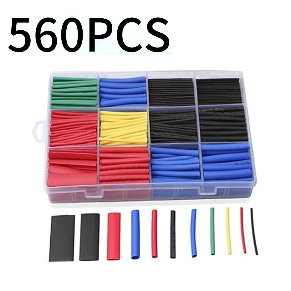 560 PCS 2:1 Heat Shrink Tubing Wrapping Kit nsulated Polyolefin Sheathed Electronic Electrical Connection Tubing Cable Sleeves